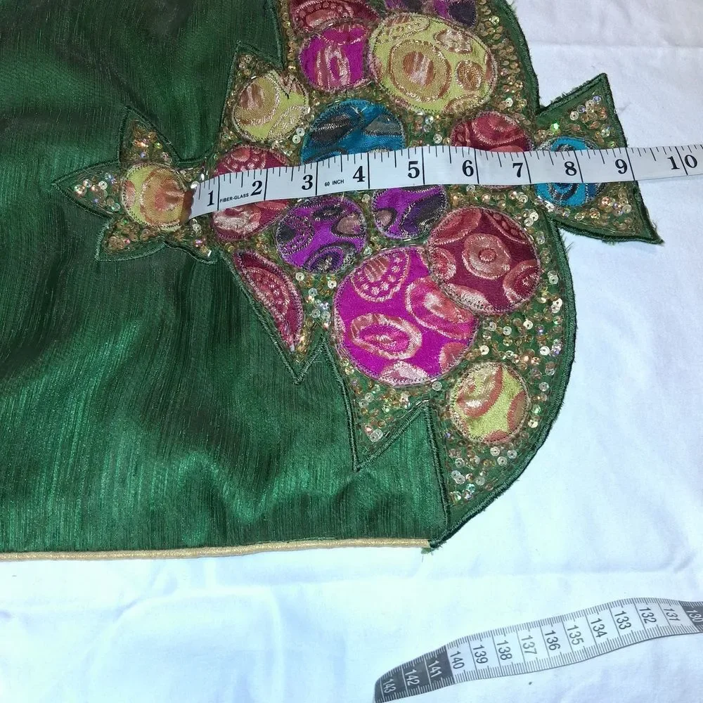 Pier 1 Imports Green Christmas Tree Embellished Table Runner